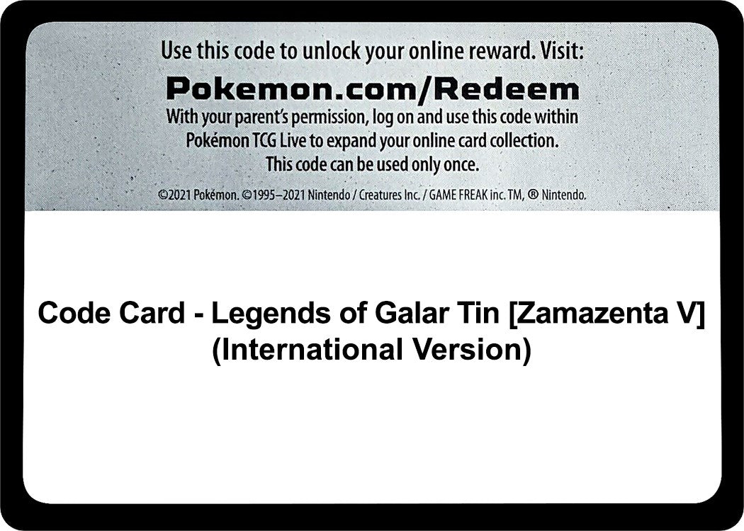 Code Card - Legends of Galar Tin [Zamazenta V] (International Version) [SWSH02]
