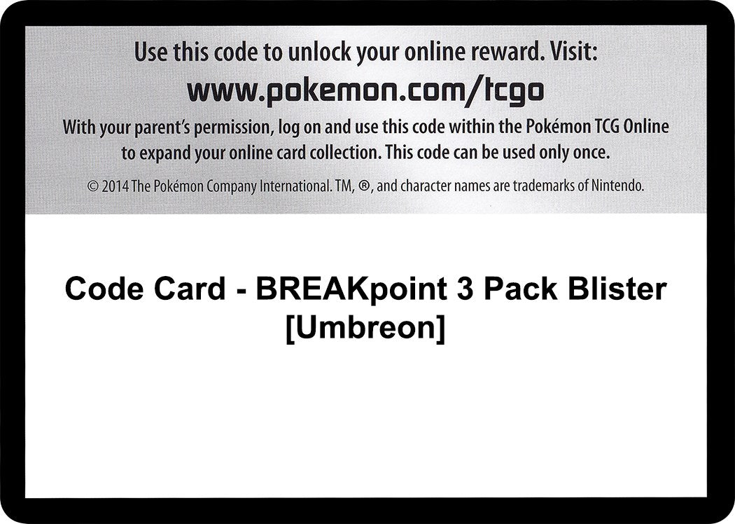 Code Card - BREAKpoint 3 Pack Blister [Umbreon] [BKP]