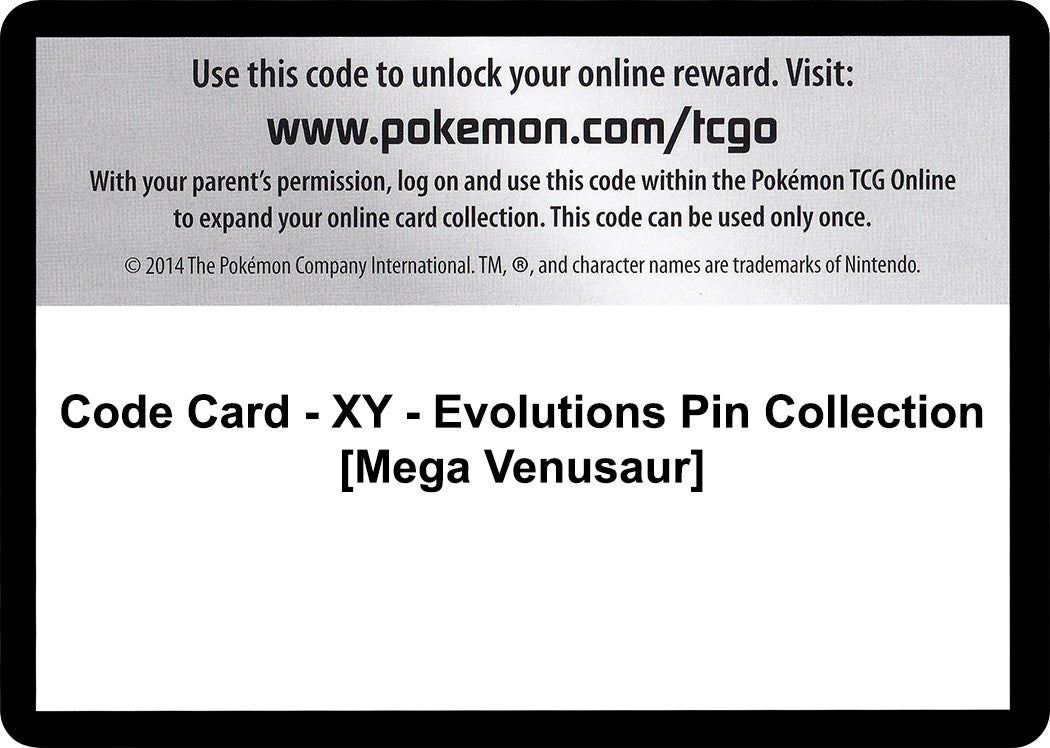 Code Card - XY - Evolutions Pin Collection [Mega Venusaur] [EVO]