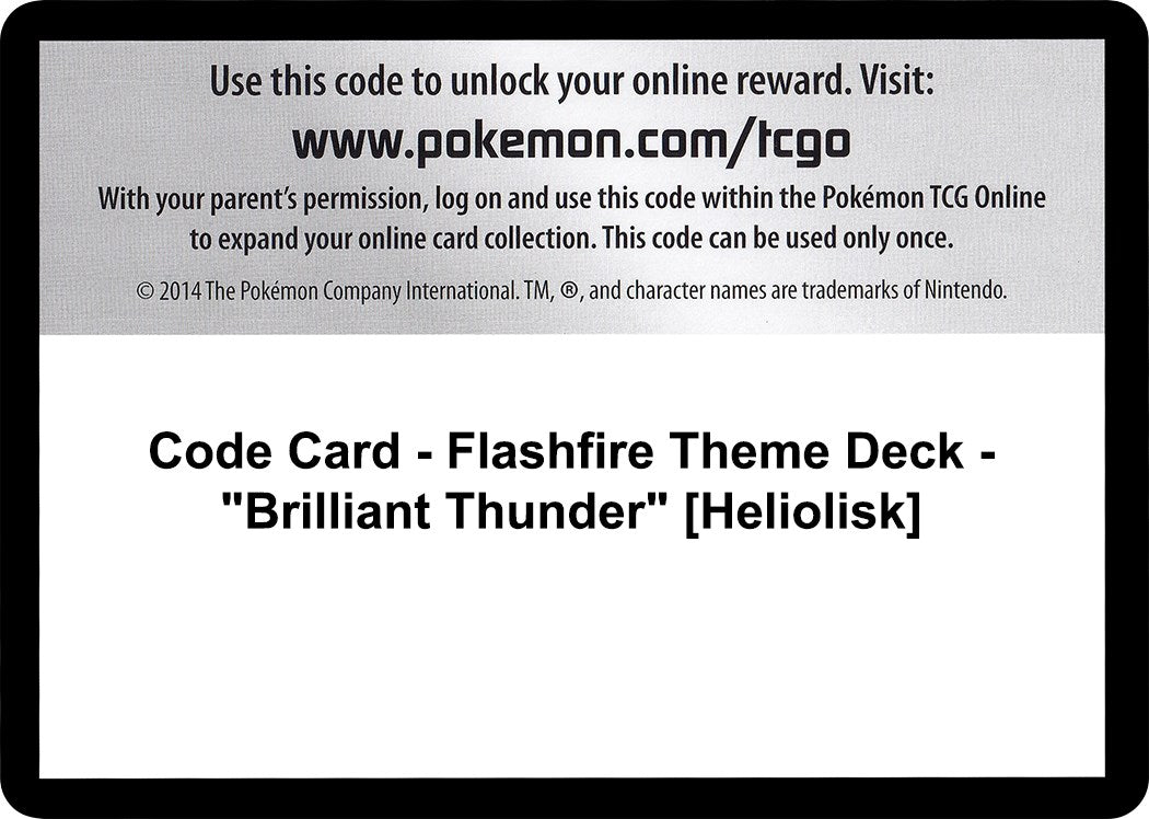 Code Card - Flashfire Theme Deck - "Brilliant Thunder" [Heliolisk] [FLF]