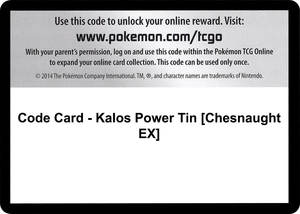 Code Card - Kalos Power Tin [Chesnaught EX] [FLF]