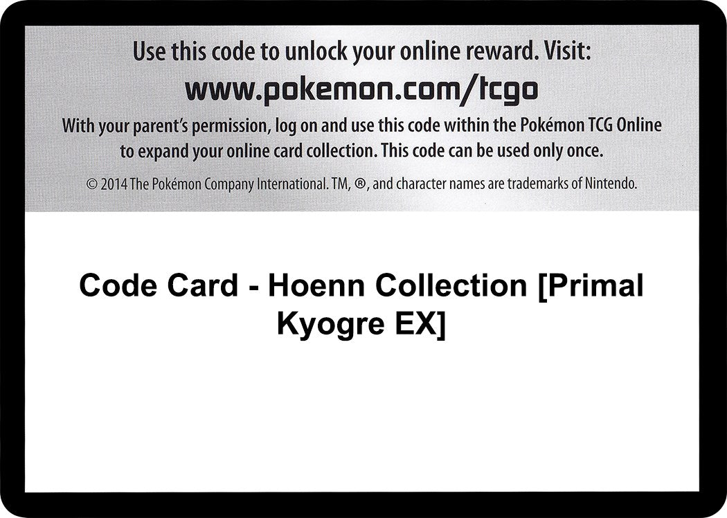 Code Card - Hoenn Collection [Primal Kyogre EX] [PHF]