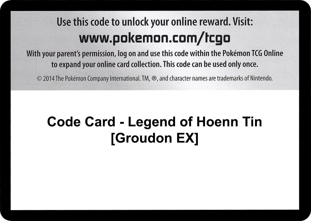 Code Card - Legend of Hoenn Tin [Groudon EX] [PRC]
