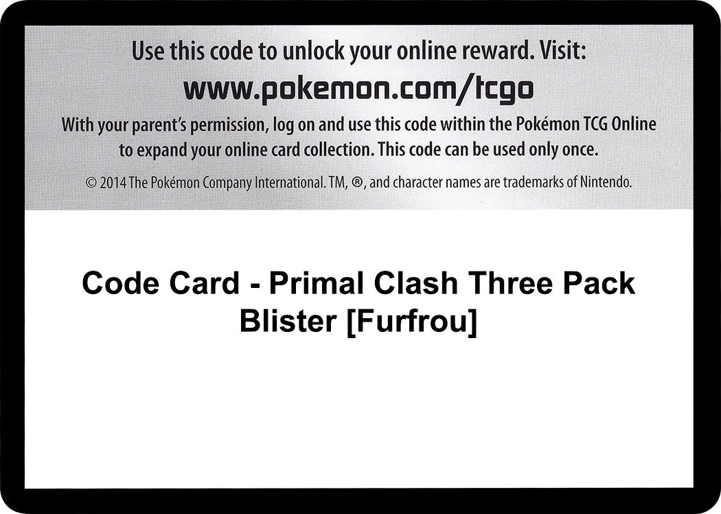 Code Card - Primal Clash Three Pack Blister [Furfrou] [PRC]