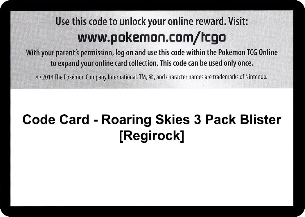 Code Card - Roaring Skies 3 Pack Blister [Regirock] [ROS]