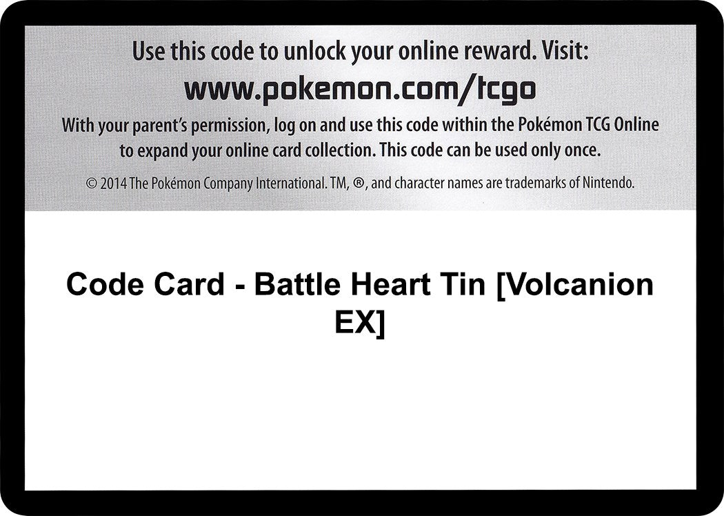 Code Card - Battle Heart Tin [Volcanion EX] [STS]