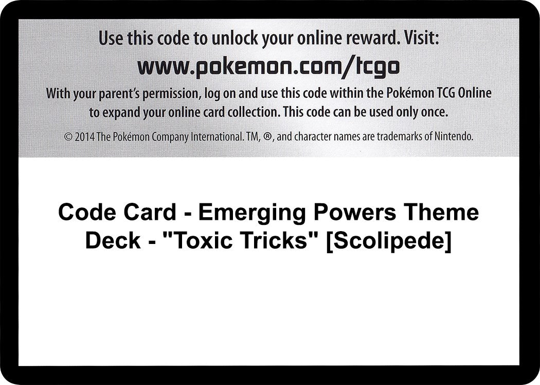 Code Card - Emerging Powers Theme Deck - "Toxic Tricks" [Scolipede] [EPO]