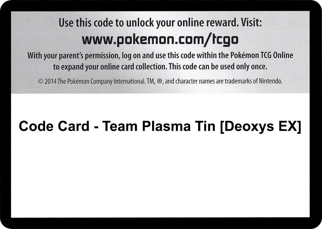 Code Card - Team Plasma Tin [Deoxys EX] [PLB]