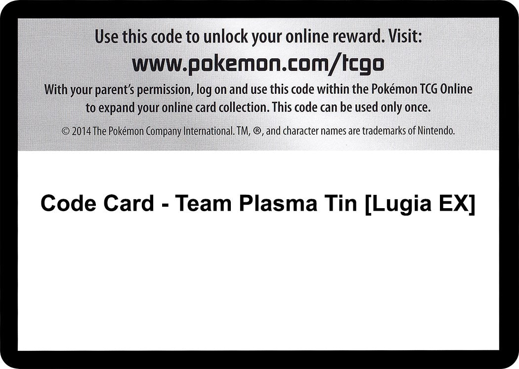 Code Card - Team Plasma Tin [Lugia EX] [PLB]