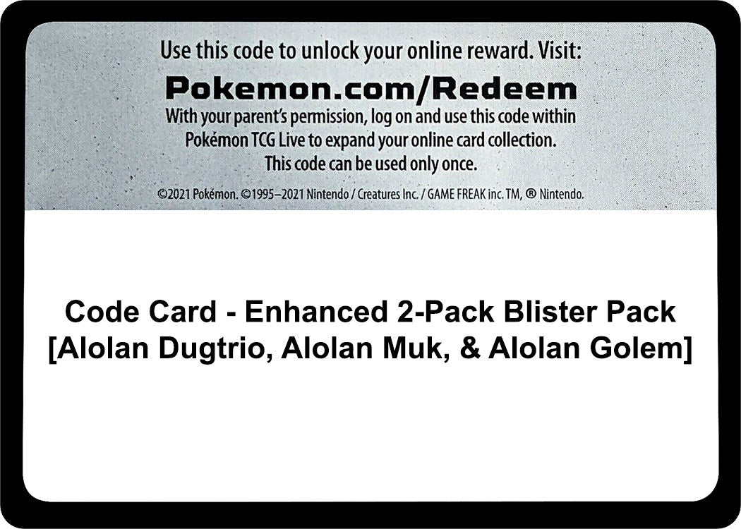 Code Card - Enhanced 2-Pack Blister Pack [Alolan Dugtrio, Alolan Muk, & Alolan Golem] [MCAP]