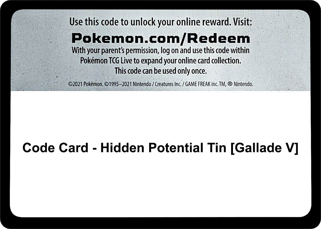 Code Card - Hidden Potential Tin [Gallade V] [MCAP]