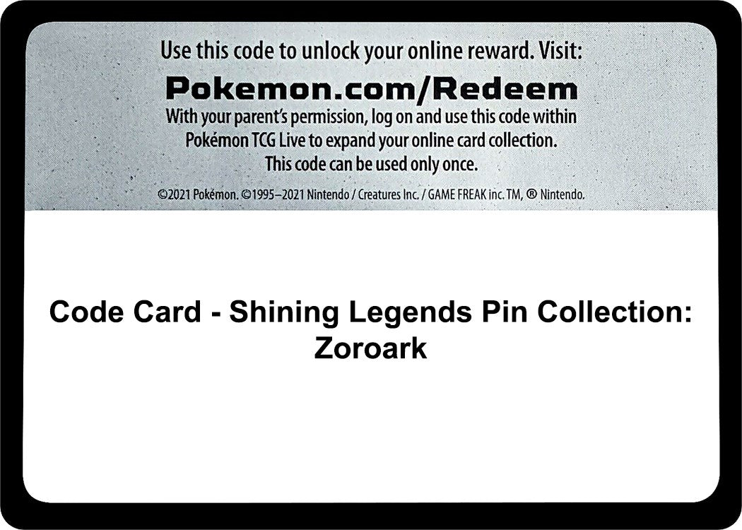 Code Card - Shining Legends Pin Collection: Zoroark [SHL]
