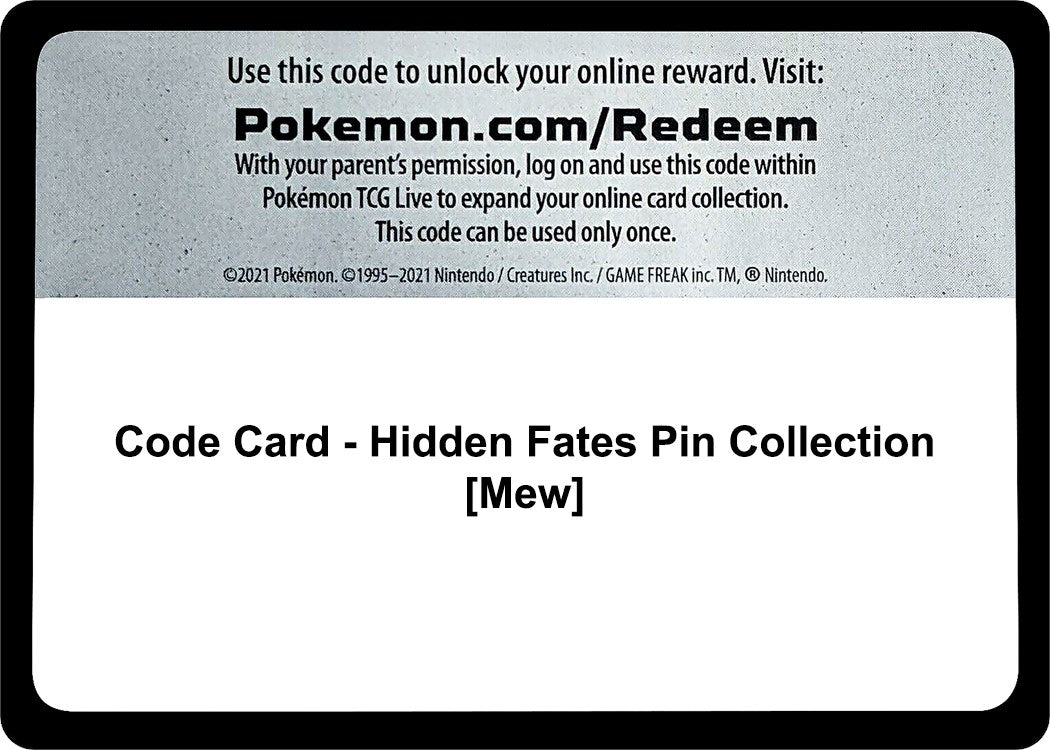 Code Card - Hidden Fates Pin Collection [Mew] [HIF]