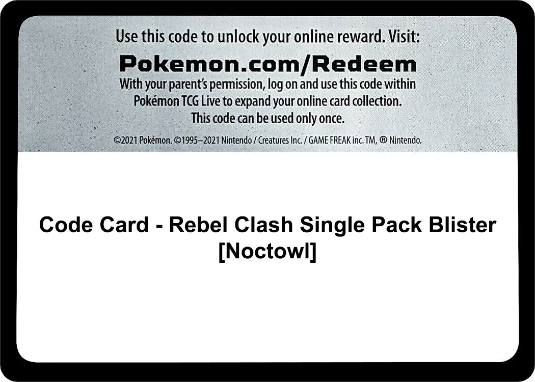 Code Card - Rebel Clash Single Pack Blister [Noctowl] [SWSH02]