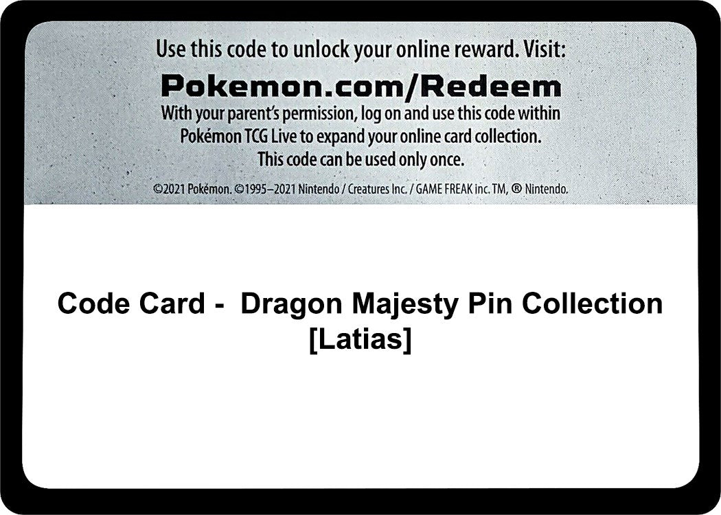Code Card - Dragon Majesty Pin Collection [Latias] [WCD]