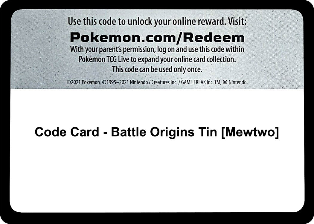 Code Card - Battle Origins Tin [Mewtwo] [WCD]
