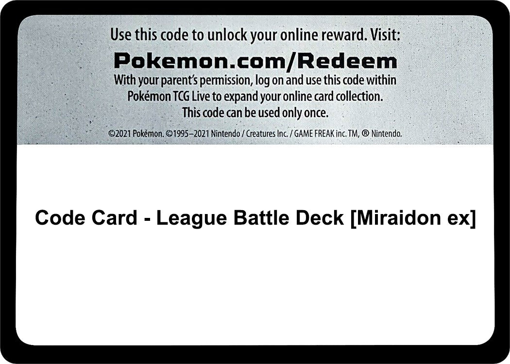 Code Card - League Battle Deck [Miraidon ex] [MCAP]