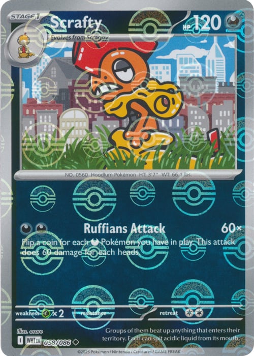 Scrafty (Poke Ball Pattern) [WHT - 058/086]