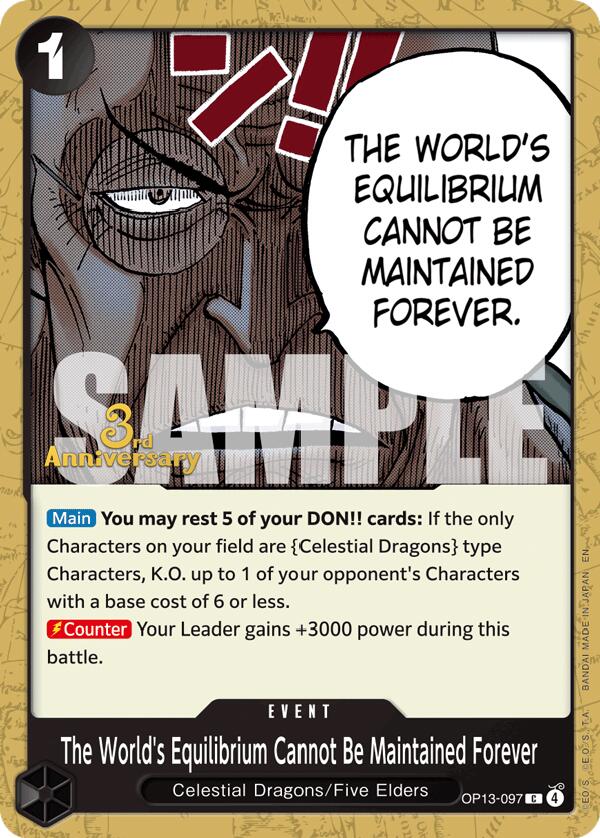 The World's Equilibrium Cannot Be Maintained Forever [OP13 ANN - OP13-097]